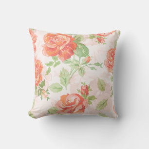 Orange rose classic pattern cushion