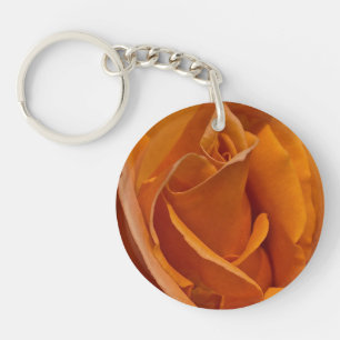 Orange Rose Close-up Key Ring