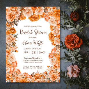 Orange Rose Floral Bridal Shower Invitation