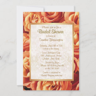 Orange Rose Floral Bridal Shower Invitation