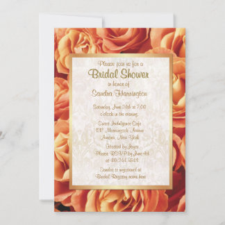 Orange Rose Floral Bridal Shower Invitation