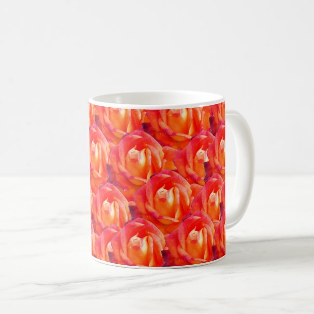 Orange rose floral coffee mug (Front Right)