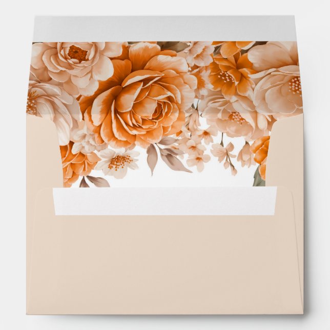 Orange Rose Floral Invitation Envelope (Back (Bottom))