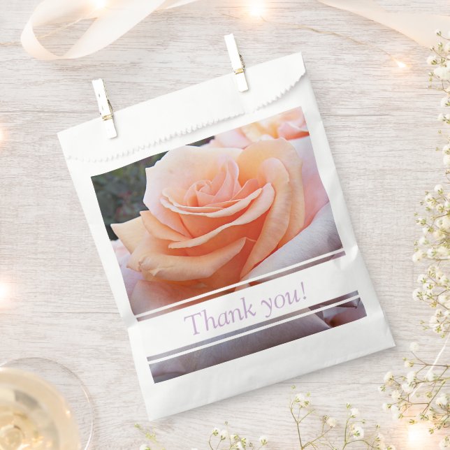 Orange Rose Floral Thank You Favour Bags (Clipped)