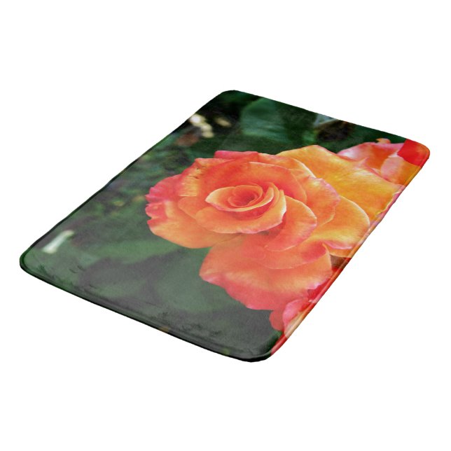 Orange rose flower bath mat (Angled)