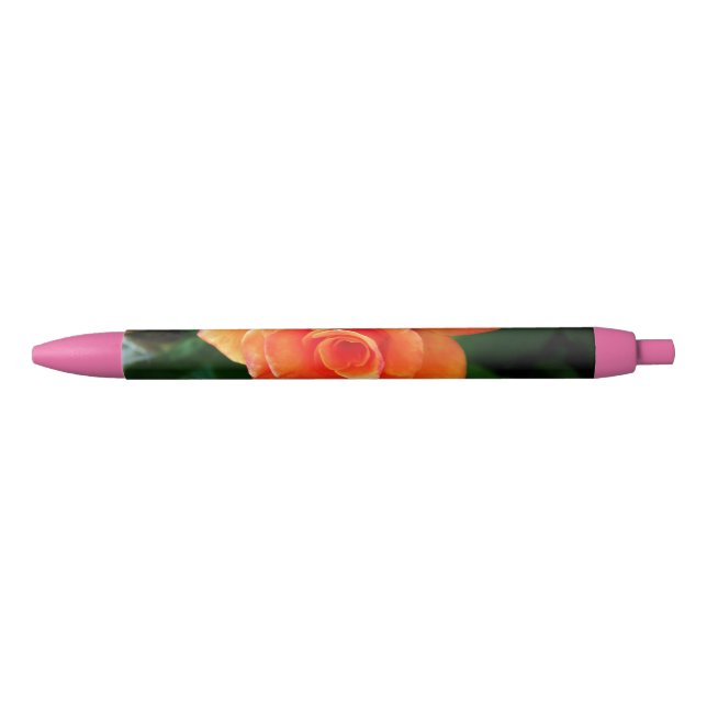 Orange rose flower black ink pen (Front)