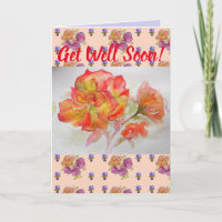 Orange Rose Flower Floral Get Well Soon art Card