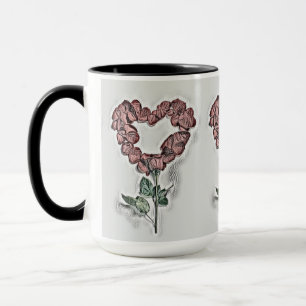 Orange Rose flower Heart Vintage Drawing Mug