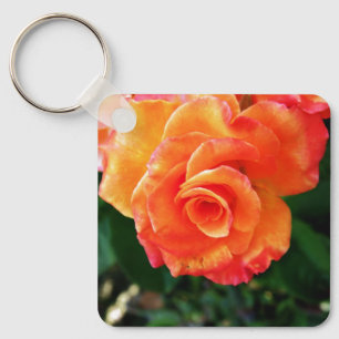 Orange rose flower key ring