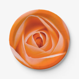 Orange rose flower Paper plate