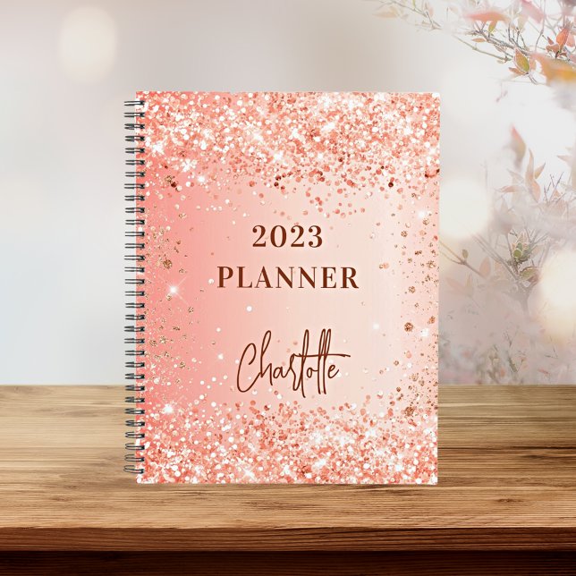 Orange rose gold glitter name script 2027 planner (Creator Uploaded)