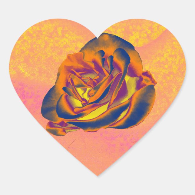 Orange Rose Heart Sticker (Front)