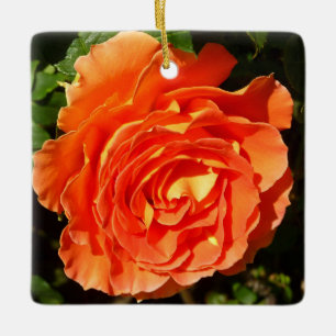 Orange Rose I Pretty Floral Ceramic Tree Decoration