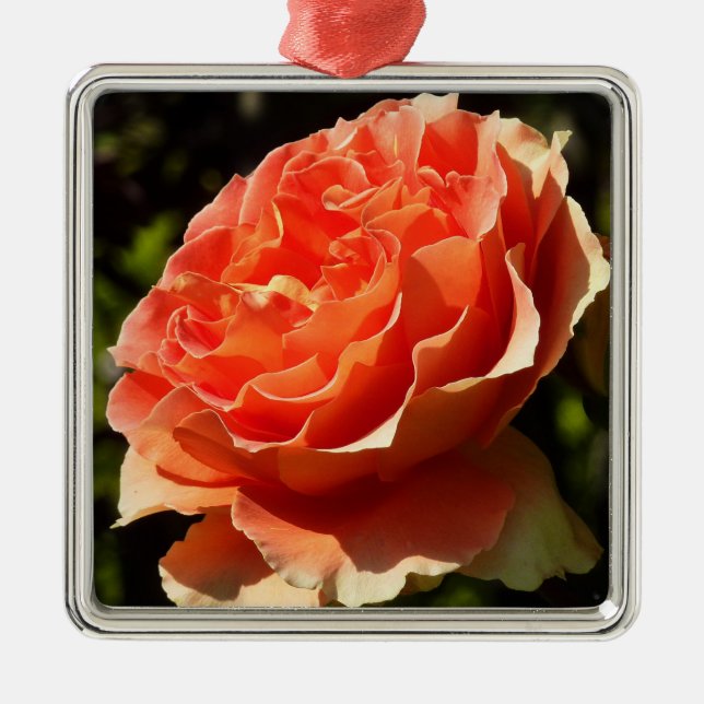 Orange Rose II Beautiful Floral Metal Tree Decoration (Front)