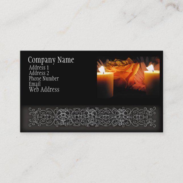 Orange Rose in candle Light Business Card (Front)
