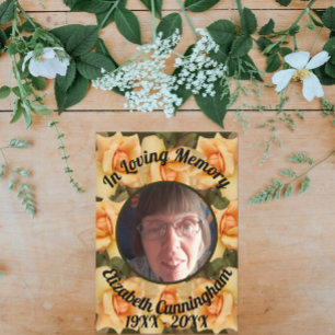 Orange Rose Loving Memory Bordered Photo Poem Invitation
