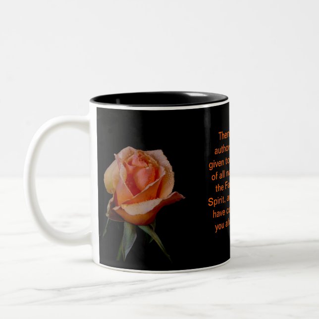 Orange Rose Matthew 28 Two-Tone Coffee Mug (Left)