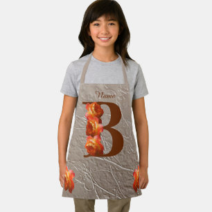 Orange Rose Monogram Initial B Personalised Apron