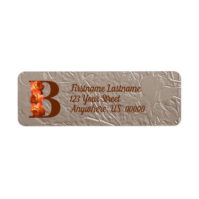Orange Rose Monogram Initial B Return Address  (Front)