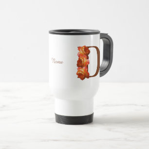 Orange Rose Monogram Initial D Personalised Travel Mug