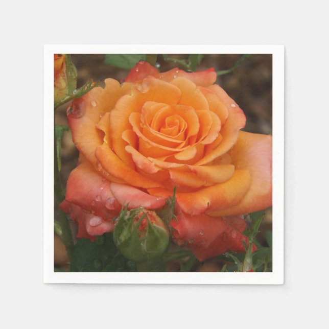 Orange Rose Paper Napkin (Front)