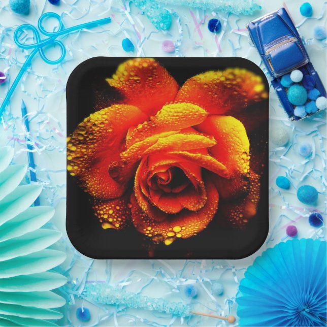 Orange Rose Paper Plate (Party)