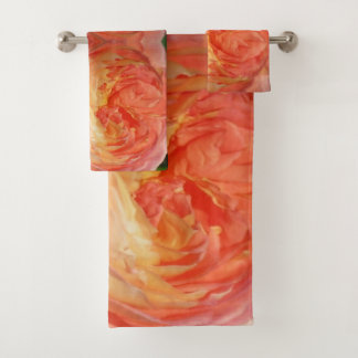 Orange Rose Petals Bath Towel Set