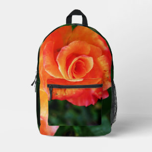 Orange rose printed backpack