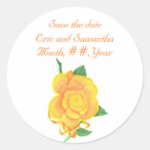 Orange Rose, Save the date Wedding Stickers