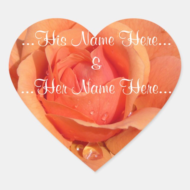 Orange Rose Stickers Romantic Rose Wedding Sticker (Front)