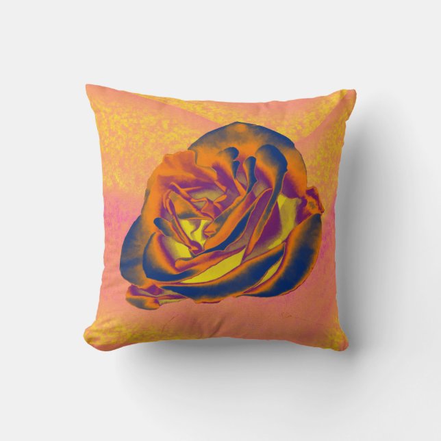 Orange Rose Throw Pillow (Front)