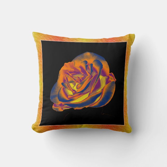 Orange Rose Throw Pillow (Front)