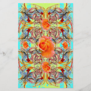 Orange Rose Victorian Scrapbook Craft Paper