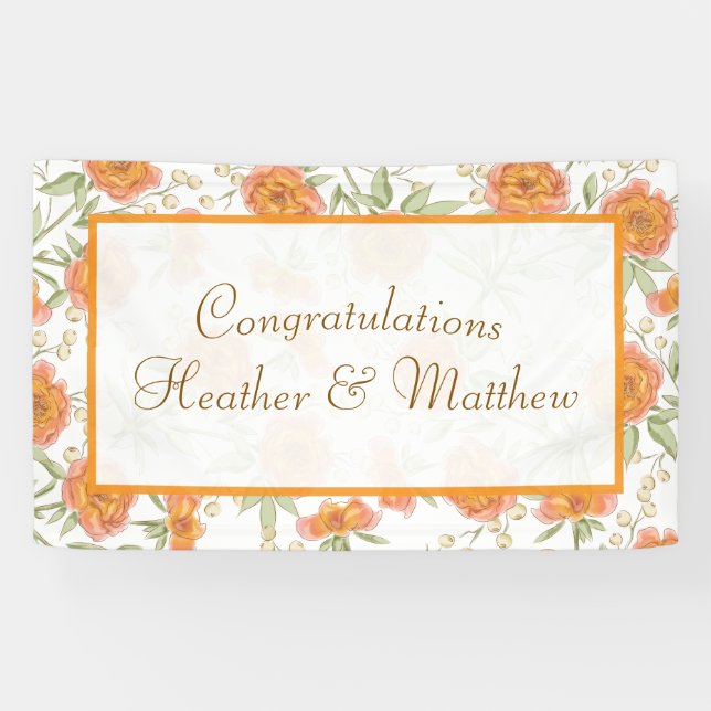 Orange Rose Wedding Banner (Horizontal)