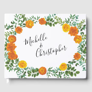Orange Rose Wedding Elegant Beautiful Guest Book