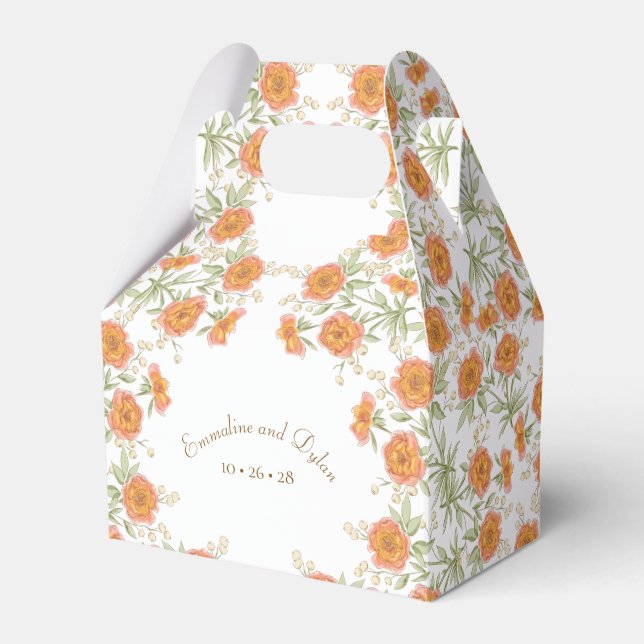 Orange Rose Wedding Favour Box (Front Side)