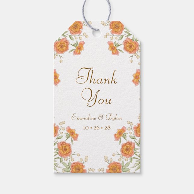 Orange Rose Wedding Gift Tags (Front)