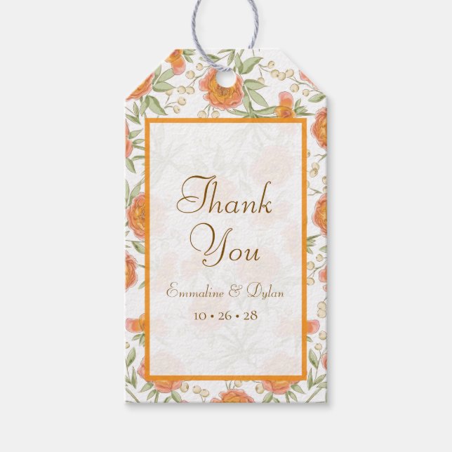Orange Rose Wedding Gift Tags (Front)