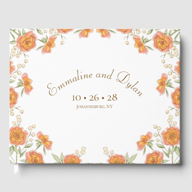 Orange Rose Wedding Guest Book (Front)