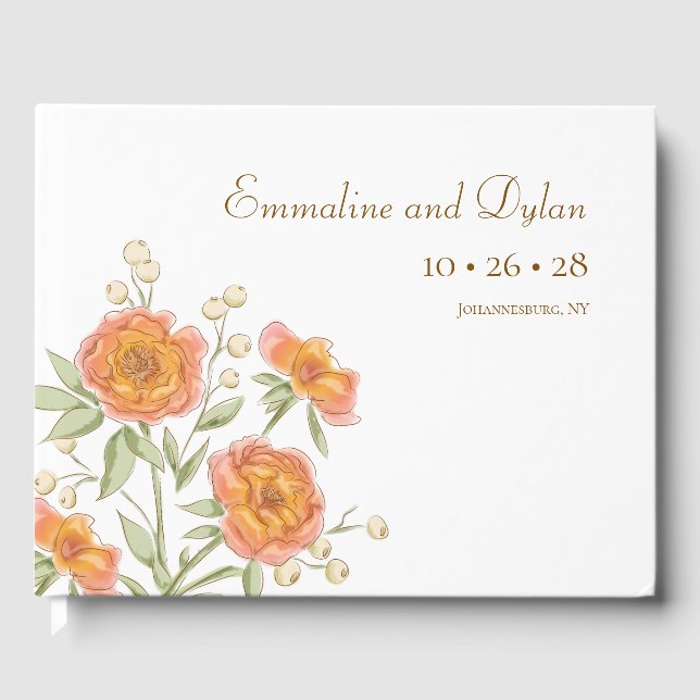 Orange Rose Wedding Guest Book (Front)