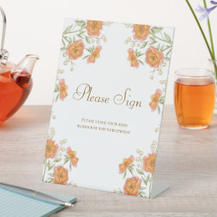 Orange Rose Wedding Guest Book Sign