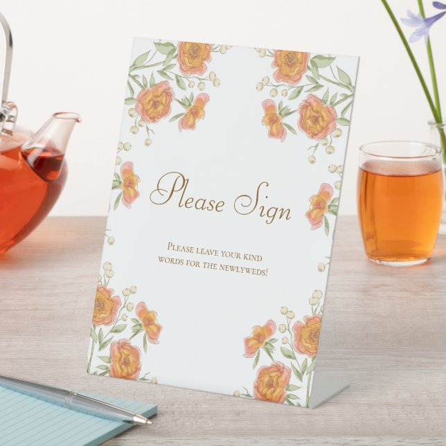 Orange Rose Wedding Guest Book Sign (In SItu)