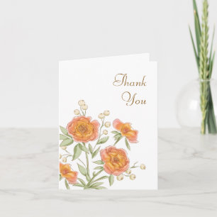 Orange Rose Wedding Thank You Cards