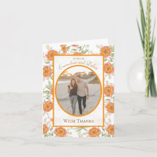 Orange Rose Wedding Thank You Cards Photo