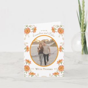 Orange Rose Wedding Thank You Cards Photo
