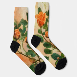 Orange Roses Art Socks Flower Socks