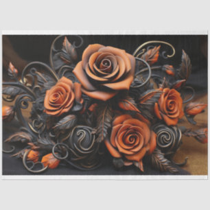 Orange Roses Decoupage Tissue Paper