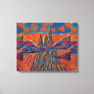 Orange Roses in the Sky above Mountains and Clouds Canvas Print