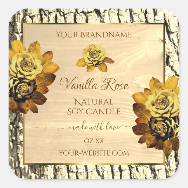 Orange Roses Light Brown Wood Grain Product Labels (Front)