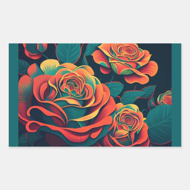 Orange Roses  Rectangular Sticker (Front)